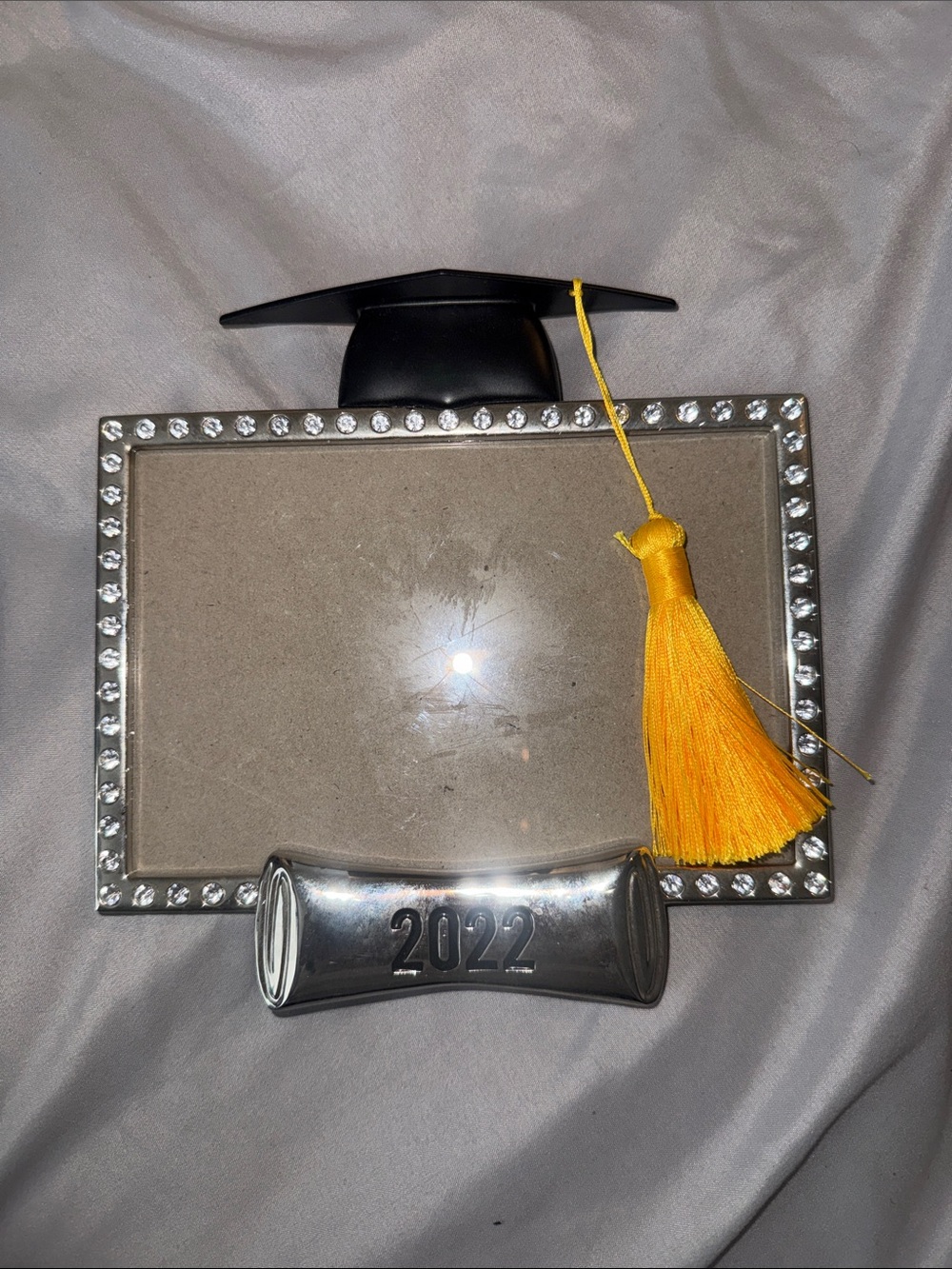 2022 Silver Graduation Picture Frame with Yellow Tassel